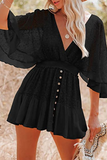 Casual Solid Patchwork V Neck Lace Dress Dresses