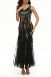 Celebrities Elegant Color Block Patchwork V Neck Evening Dress Dresses