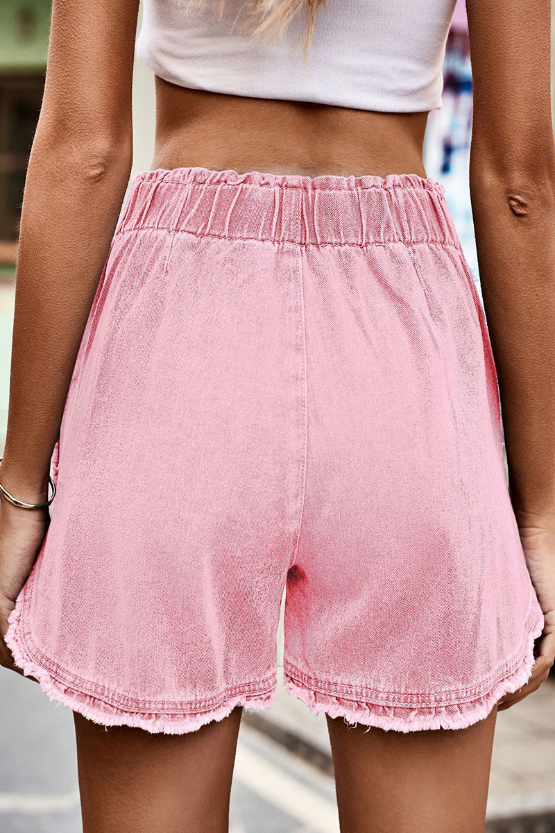 Casual Street Solid Make Old High Waist Loose Denim Shorts