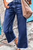 Lässige, solide Patchwork-Jeans mit mittlerer Taille und geradem Schnitt