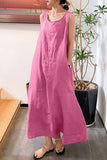 Casual Simplicity Solid Pocket O Neck Sleeveless Dress Dresses