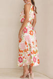 Celebrities Elegant Print Patchwork Asymmetrical Collar One Step Skirt Dresses