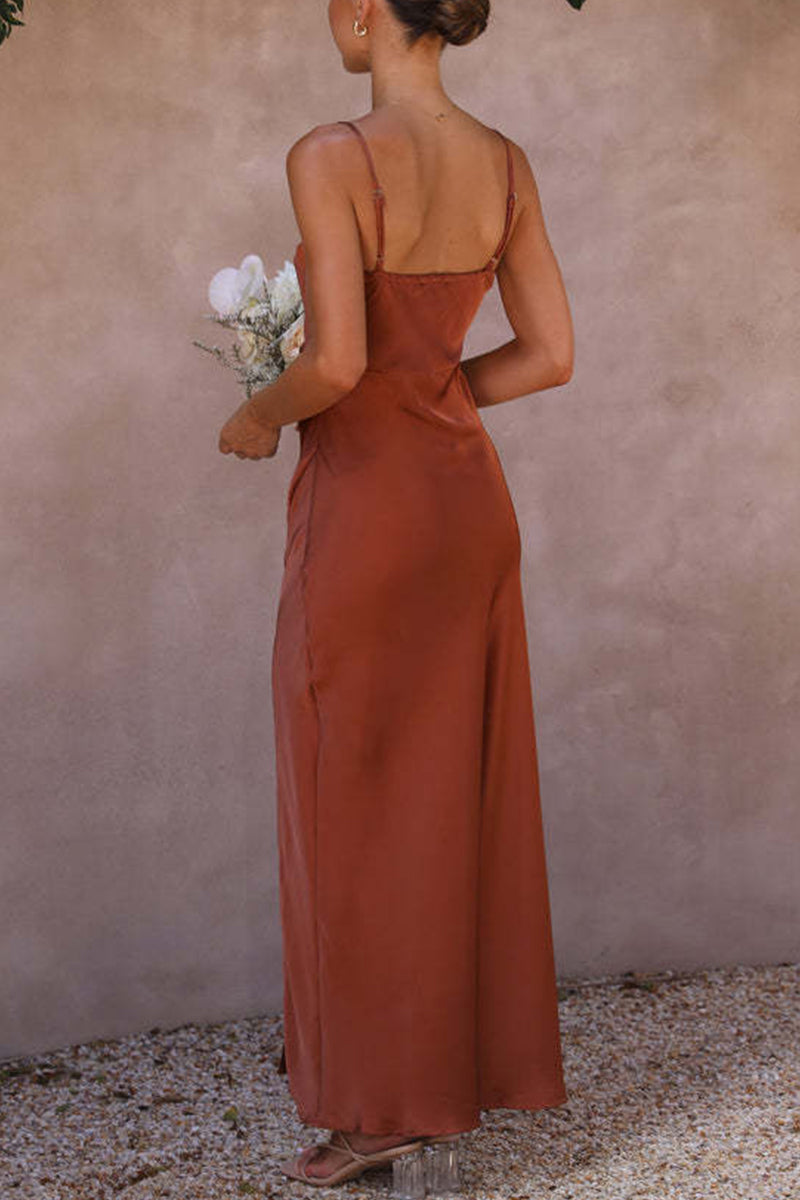 Sexy Elegant Solid Slit Sling Dress Dresses