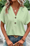 Casual Solid Buttons V Neck T-Shirts(10 Colors)