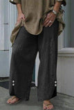 Casual sólido Botões soltos cintura média reta calças de cor sólida