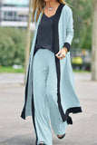 Casual Elegant Patchwork Contrast V Neck Long Sleeve Three Pieces(4 Colors)