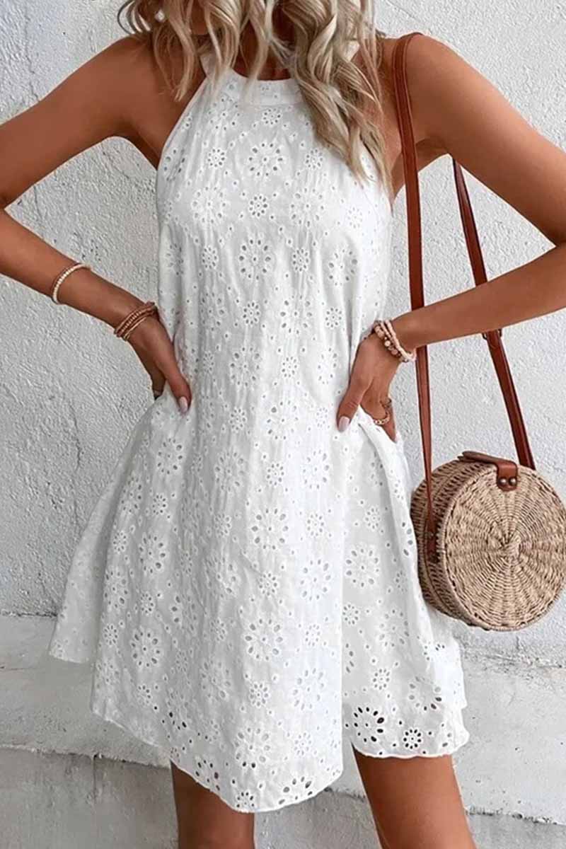 Casual Sweet Solid O Neck A Line Dresses