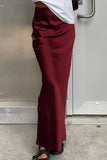 Calças elegantes sólidas regulares de cintura alta em cor sólida