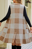 Elegantes blusas de gola virada para trás com bolso xadrez e patchwork
