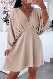 Casual Simplicity Solid Asymmetrical V Neck Irregular Dress Dresses(5 Colors)