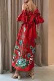 Casual Floral Pocket Off the Shoulder A Line Dresses(5 Colors)