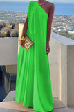 Elegant Simplicity Solid Asymmetrical Oblique Collar Evening Dress Dresses