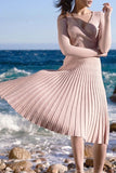 Elegant Simplicity Solid Fold V Neck A Line Dresses
