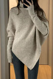 Casual Solid Asymmetrical Turtleneck Tops