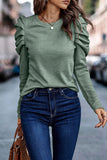 Casual Solid Fold O Neck Tops(5 Colors)