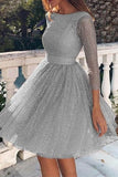 Elegant Solid Lace O Neck A Line Dresses(3 Colors)