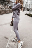 Casual Solid Pocket Hooded Collar Long Sleeve Two Pieces