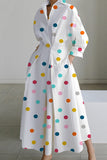 Vestidos longos com estampa casual sólido patchwork com decote em V (10 cores)