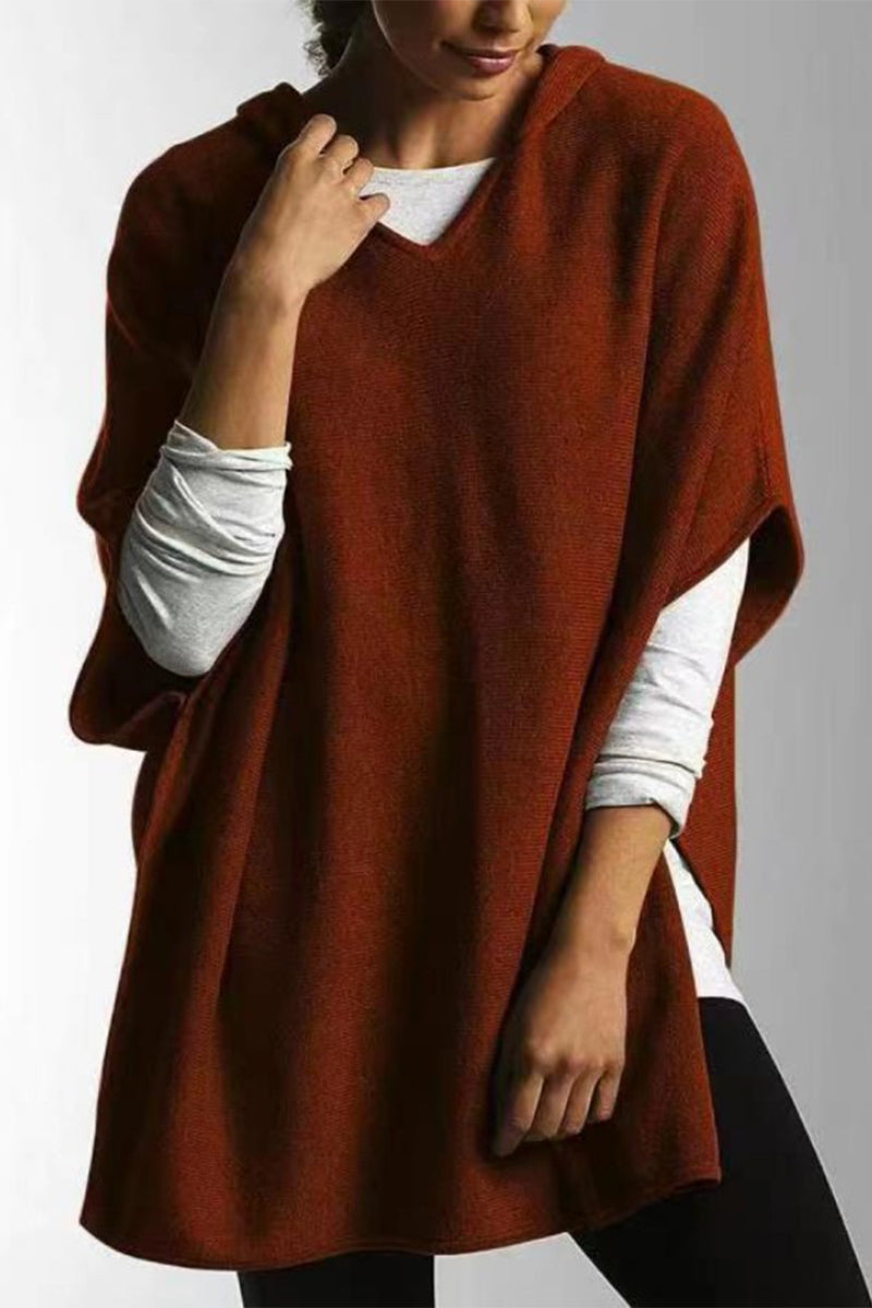 Casual Simplicity Solid Slit Hooded Collar Tops(5 Colors)